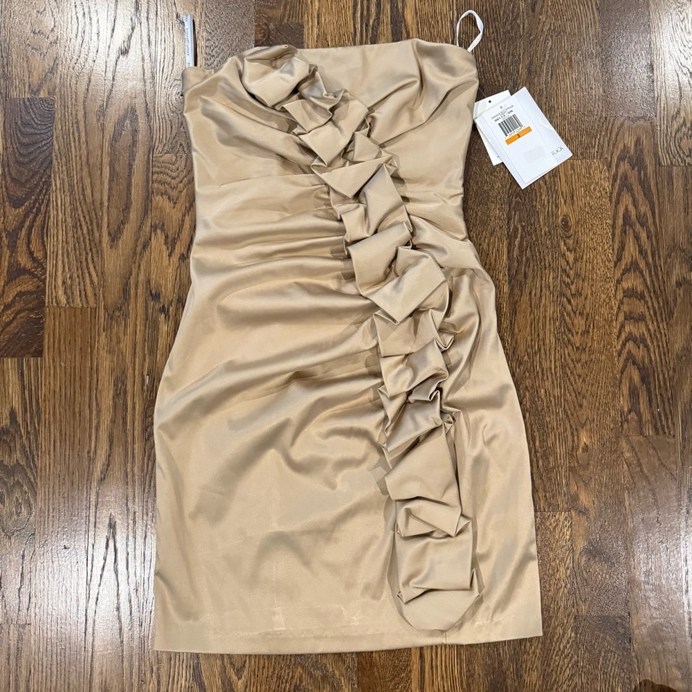 Gunne Sax By Jessica McClintock Gold Strapless Ruffle Dress Size 3